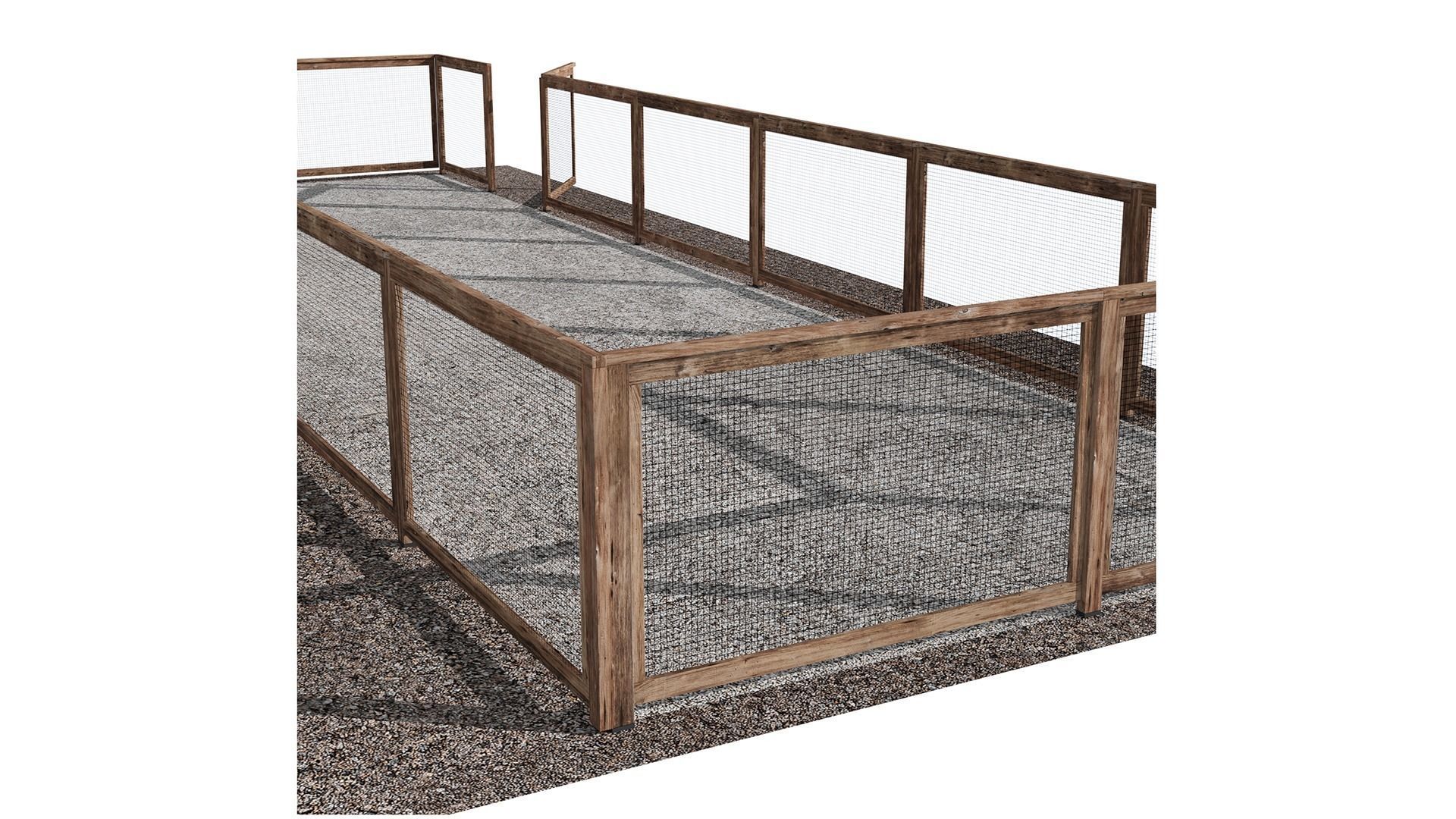 Wooden fence with gravel platform Low-poly 3D model_6