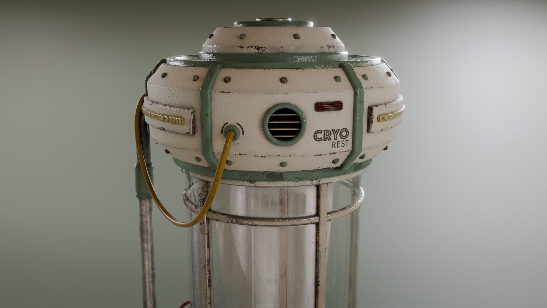 Cryogenic Hibernation Capsule Low-poly 3D model_6