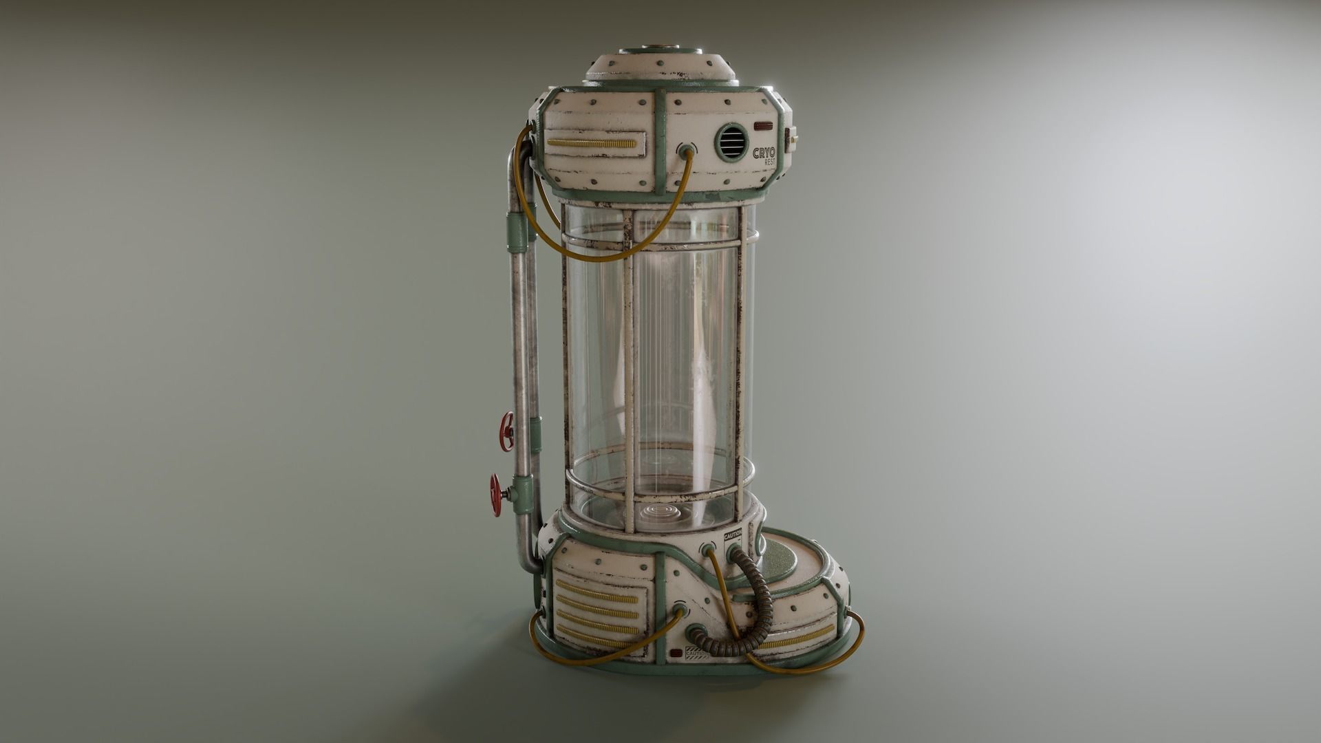 Cryogenic Hibernation Capsule Low-poly 3D model_4