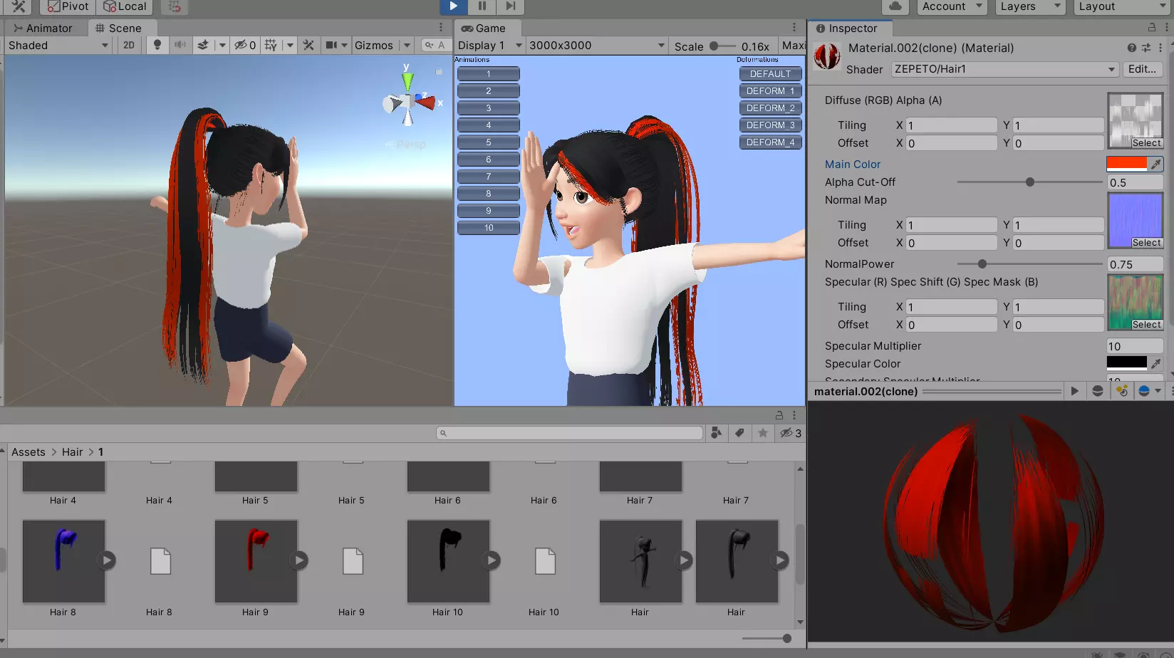 Hair 3D Model Zepeto Unity Prefab H1 Low-poly 3D model 3D model 3D model_0