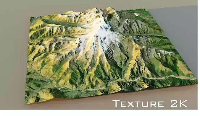 Landscape of the mountains high-poly texture 2K 3D model