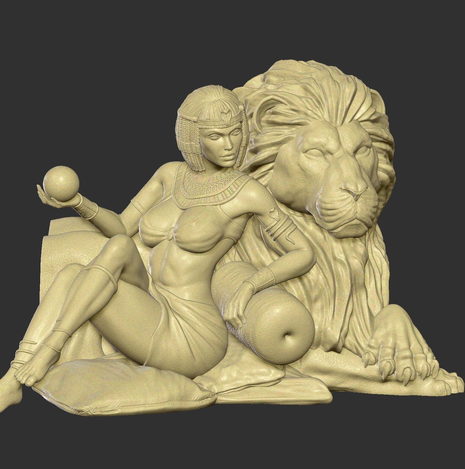 Not pharoah with lion - seprated  3D print model_1