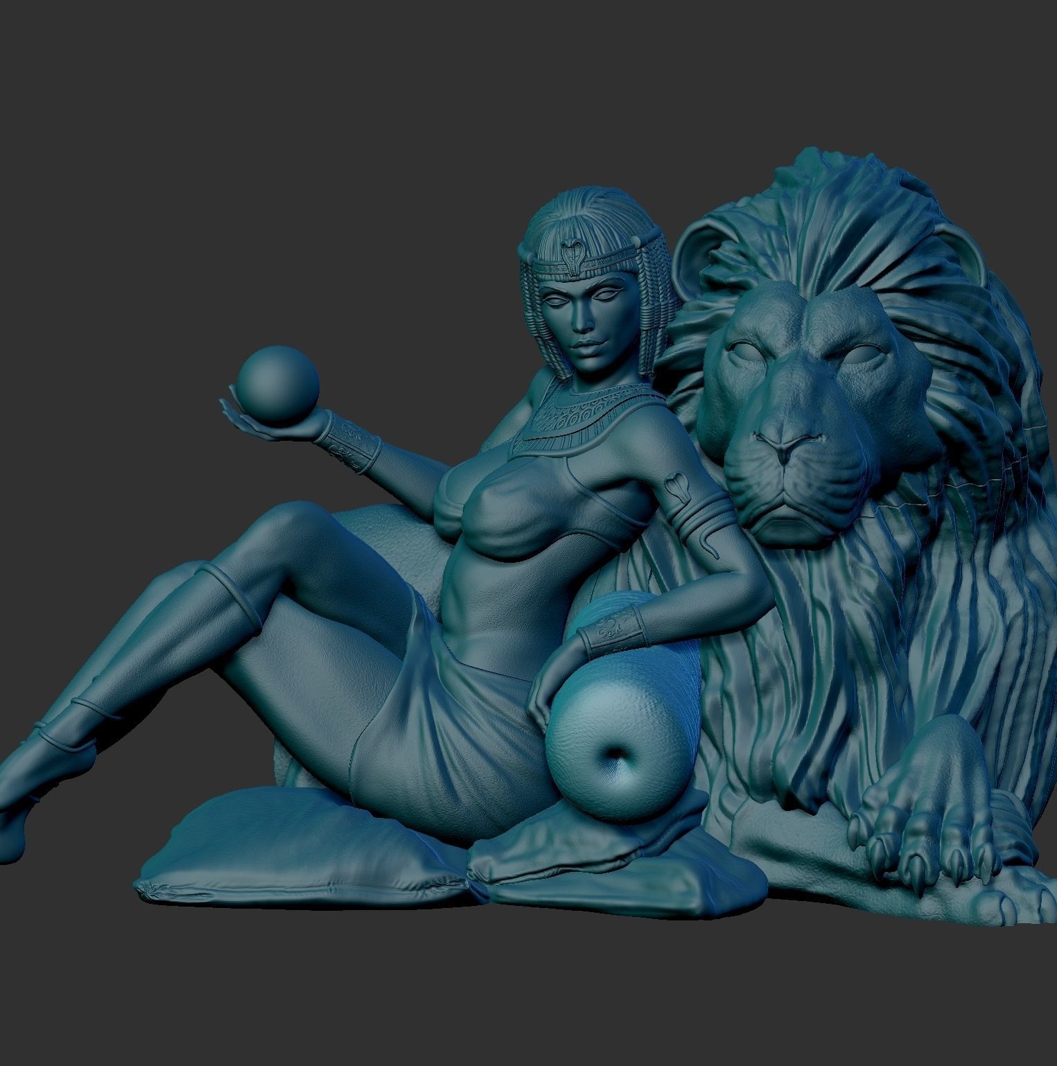 Not pharoah with lion - seprated  3D print model_2