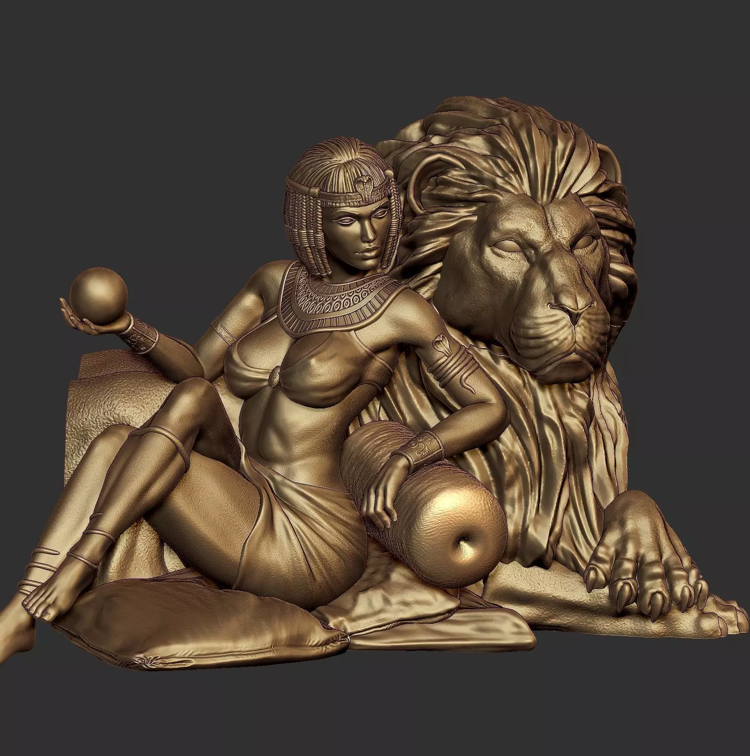 Not pharoah with lion - seprated  3D print model_0
