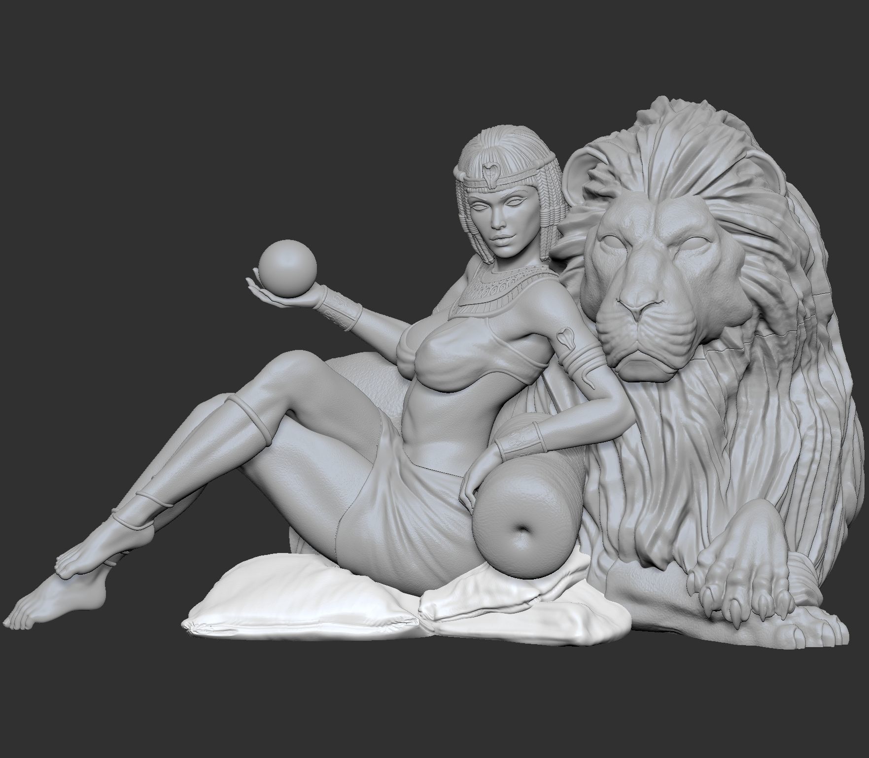 Not pharoah with lion - seprated  3D print model_3