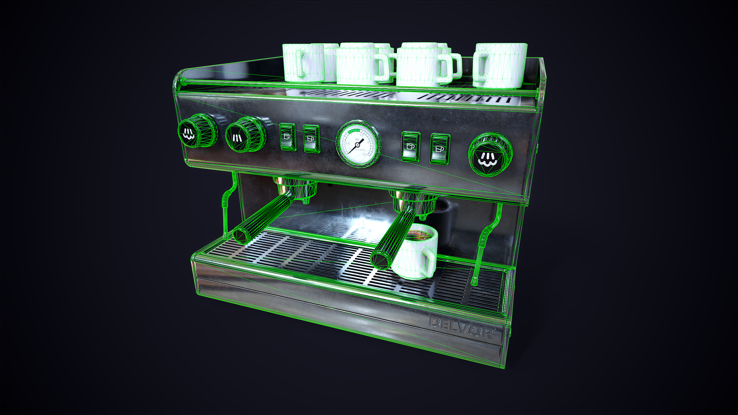 Coffee machine Low-poly 3D model_15