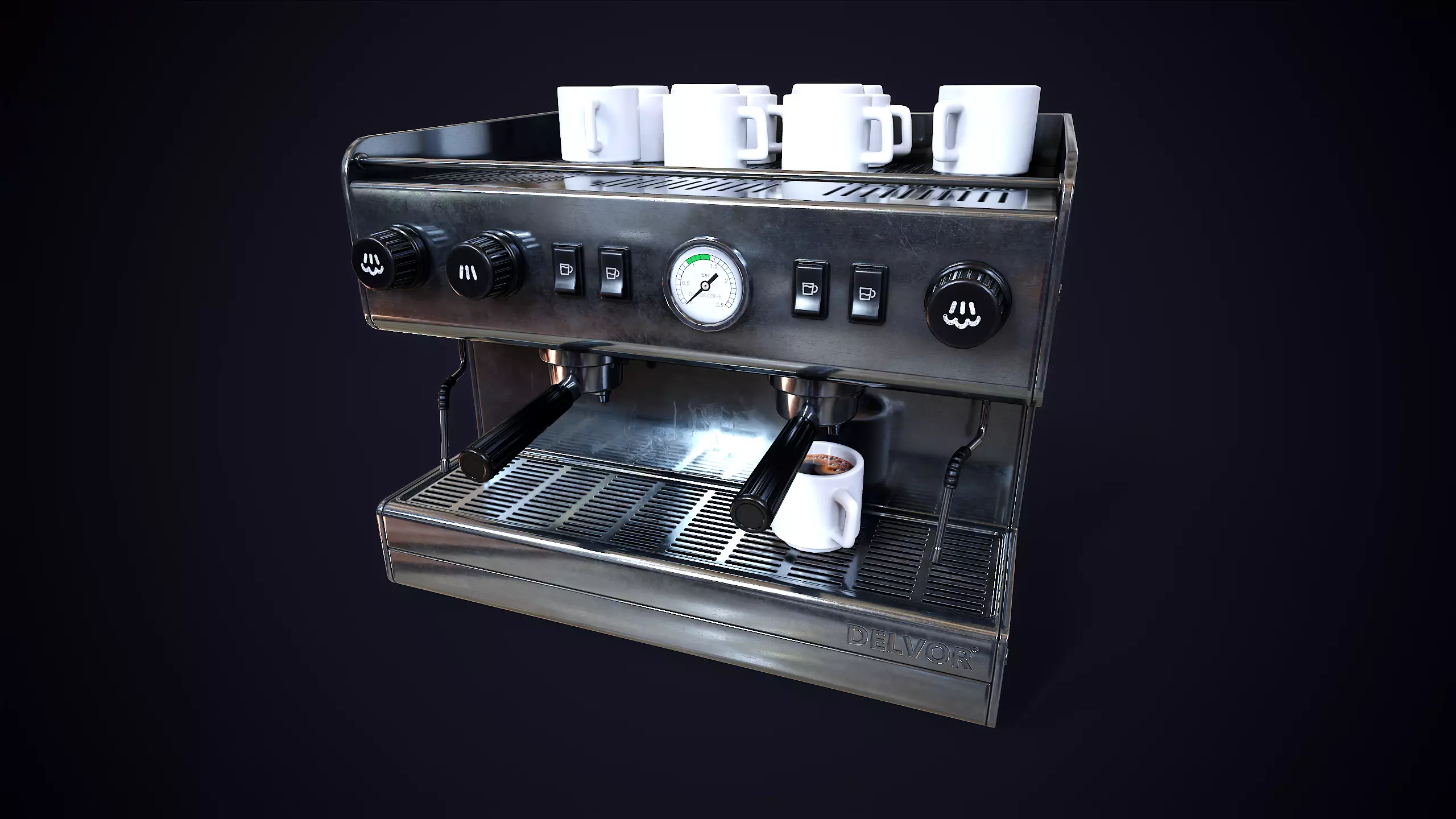 Coffee machine Low-poly 3D model_0
