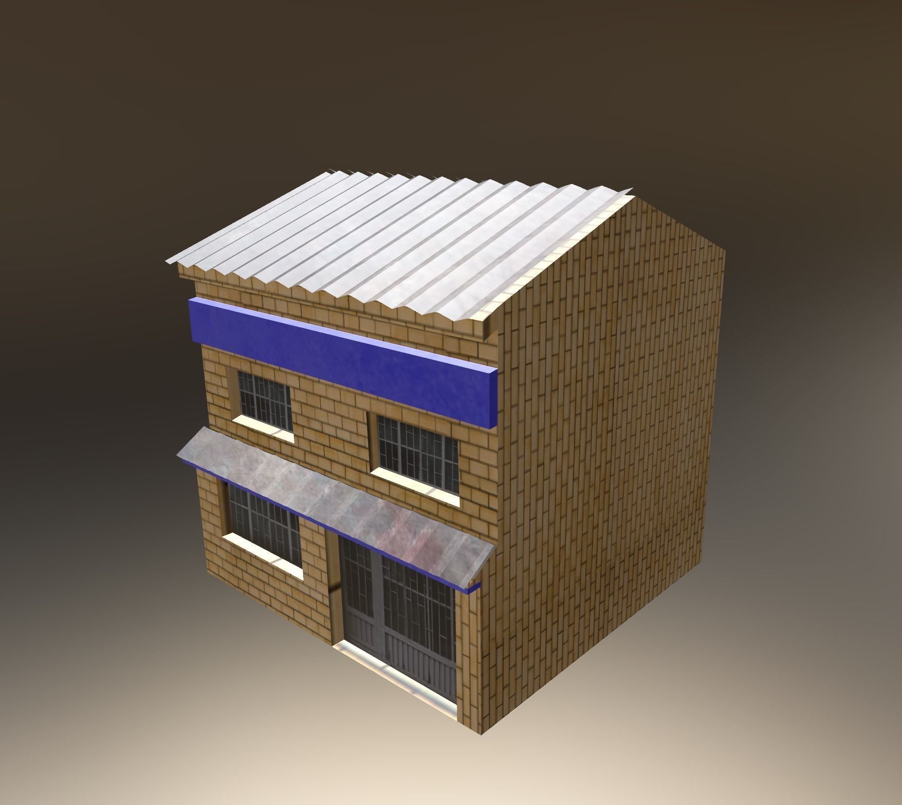Colombian Style Low Poly House Low-poly 3D model_1