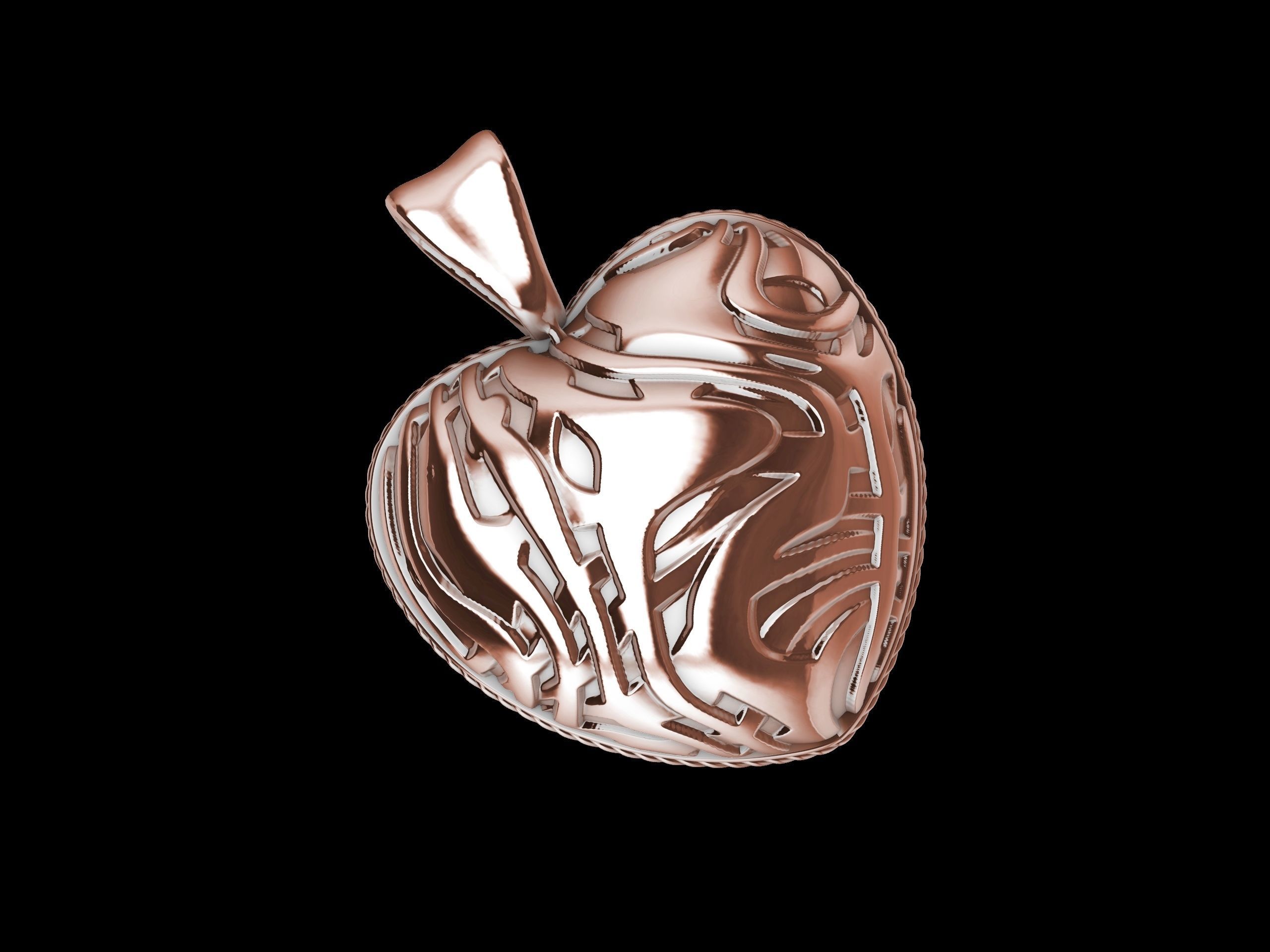 Modern Textured Heart Pendant 3D print model_5