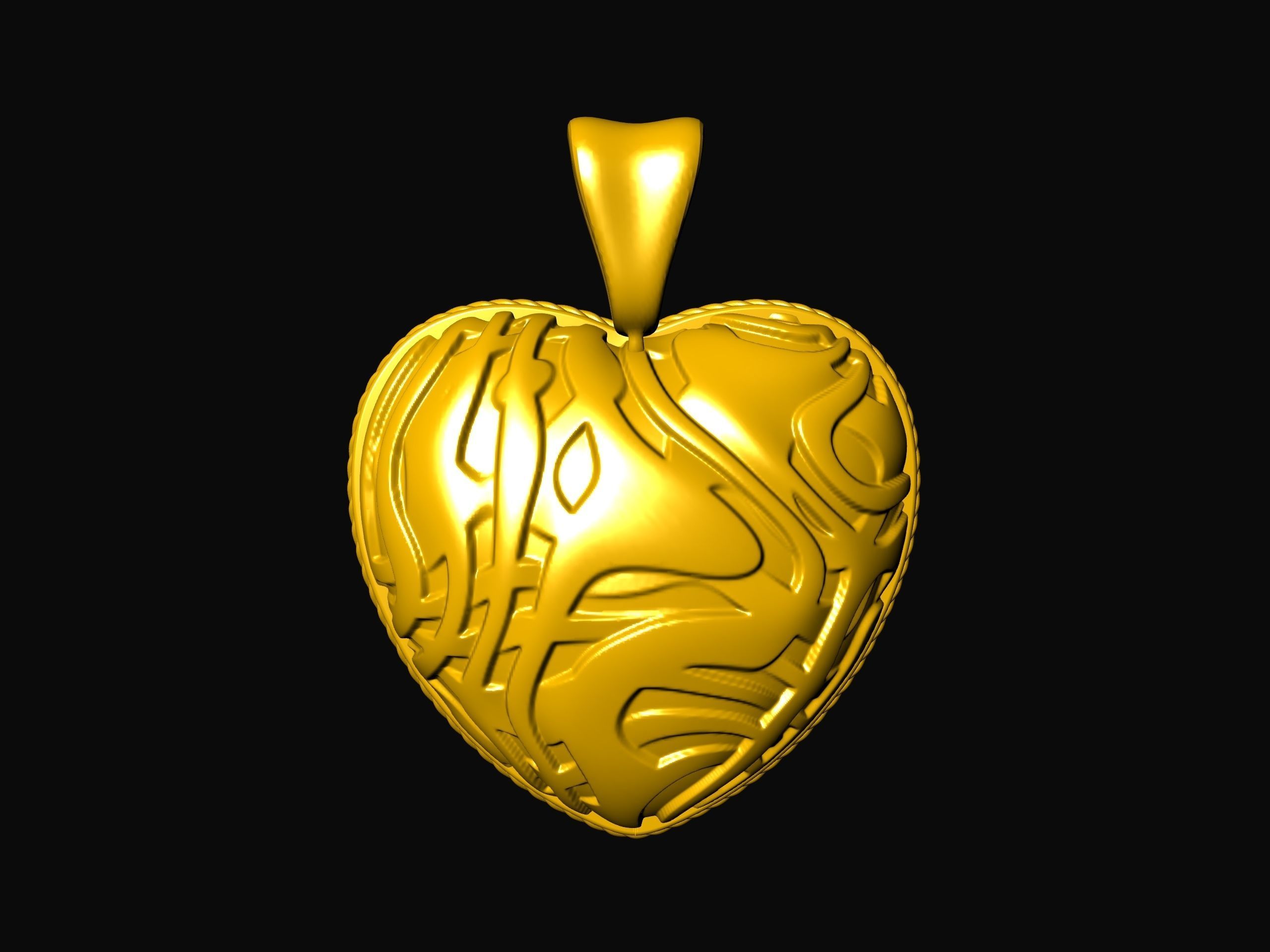 Modern Textured Heart Pendant 3D print model_11