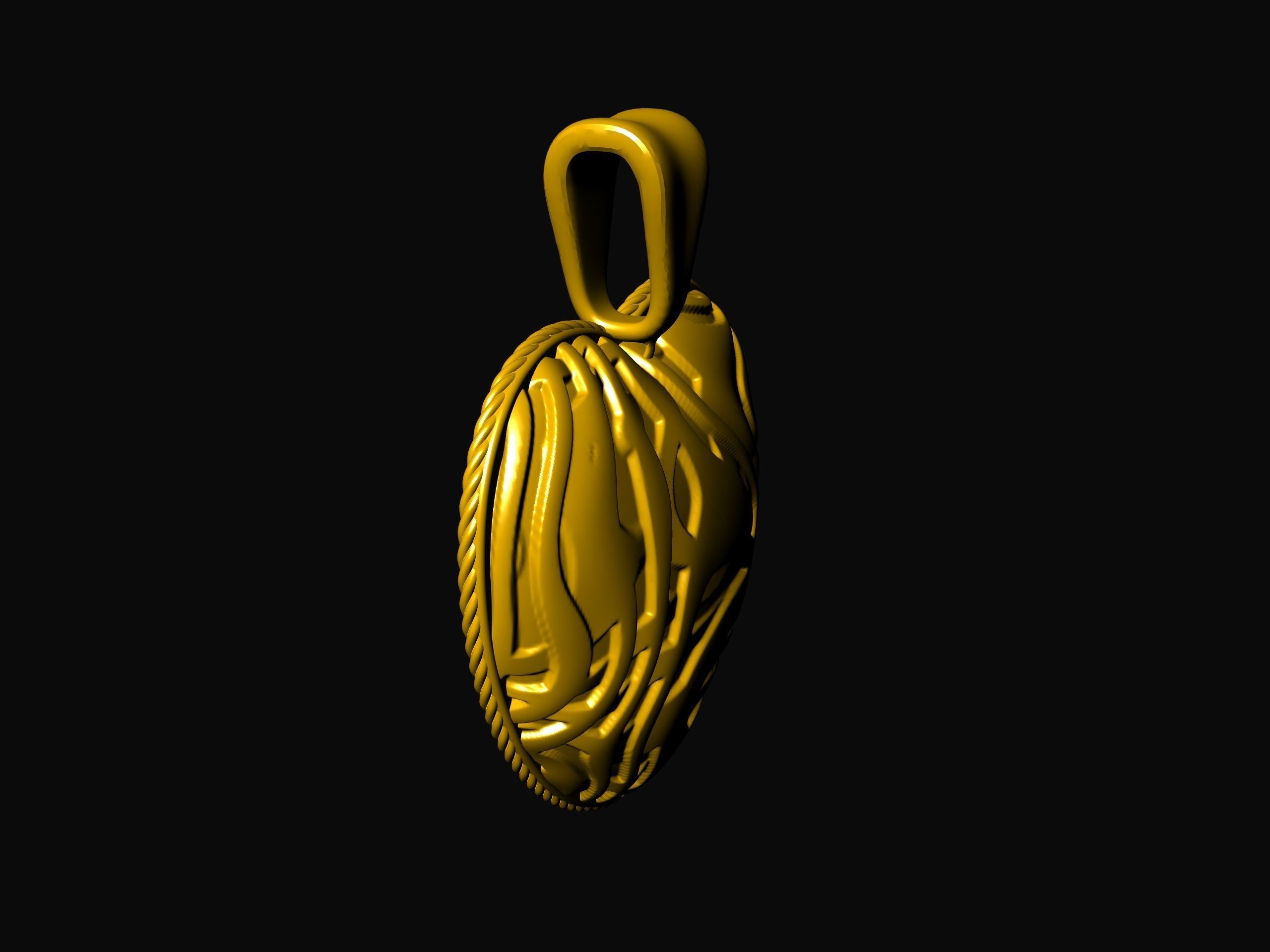 Modern Textured Heart Pendant 3D print model_8