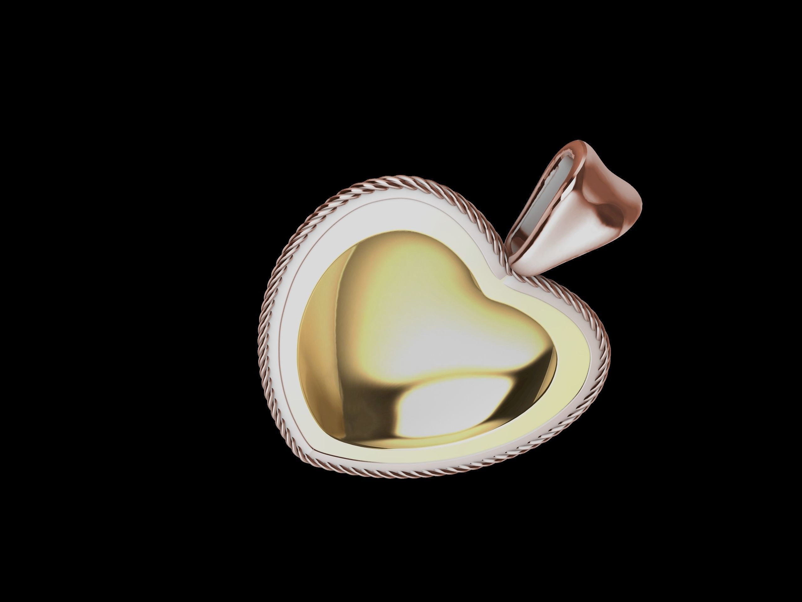 Modern Textured Heart Pendant 3D print model_6