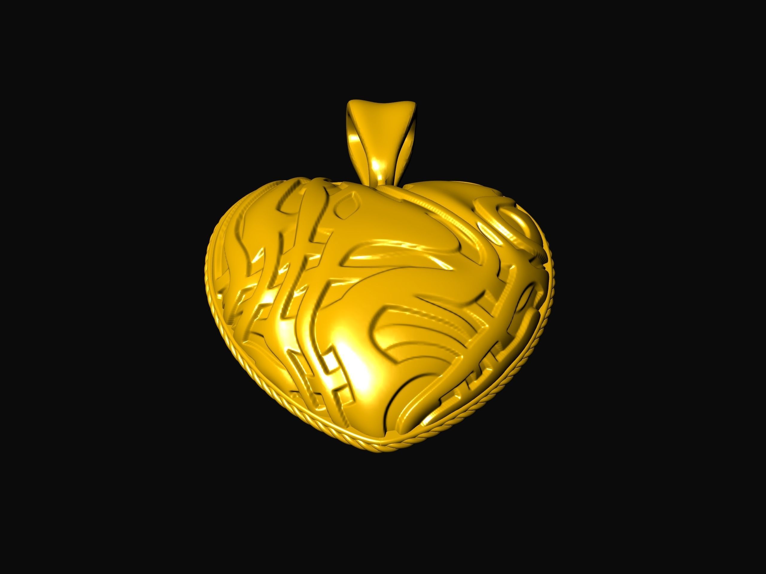 Modern Textured Heart Pendant 3D print model_9