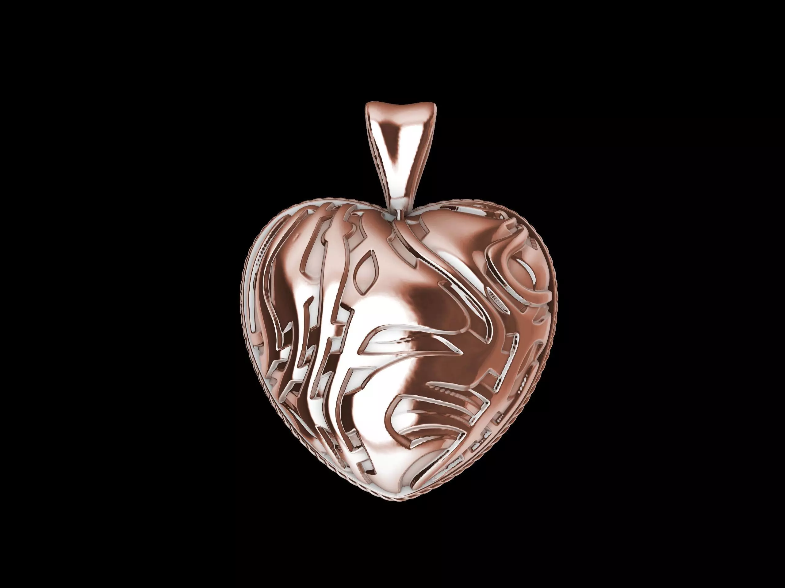 Modern Textured Heart Pendant 3D print model_0
