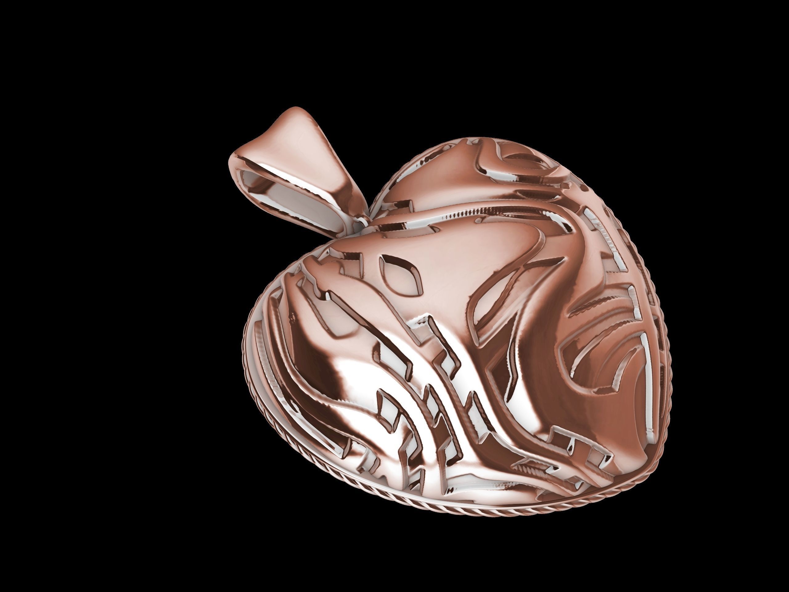 Modern Textured Heart Pendant 3D print model_1