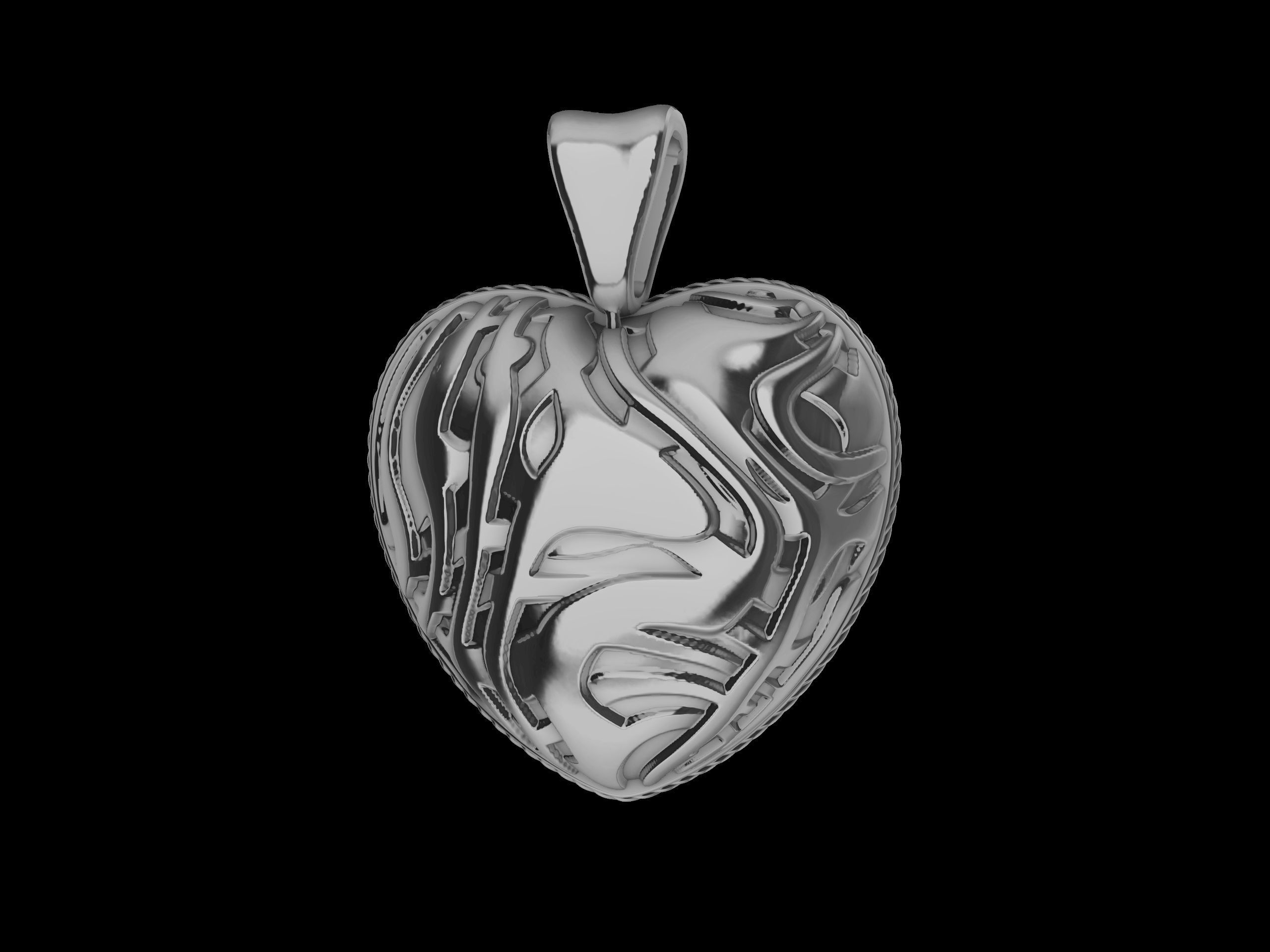 Modern Textured Heart Pendant 3D print model_7