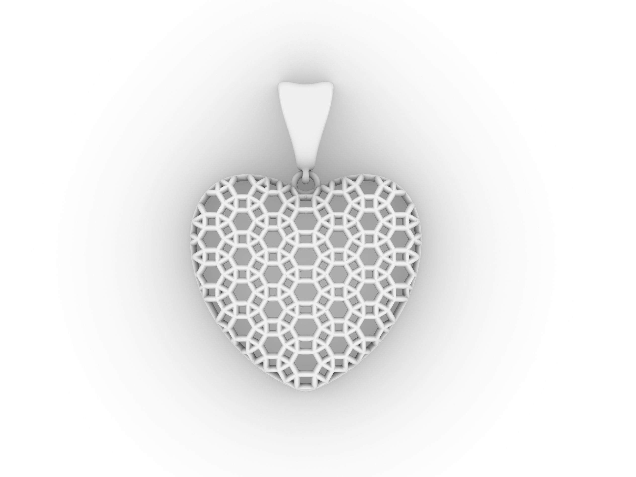 Lace Patterned Heart Pendant 3D print model_6