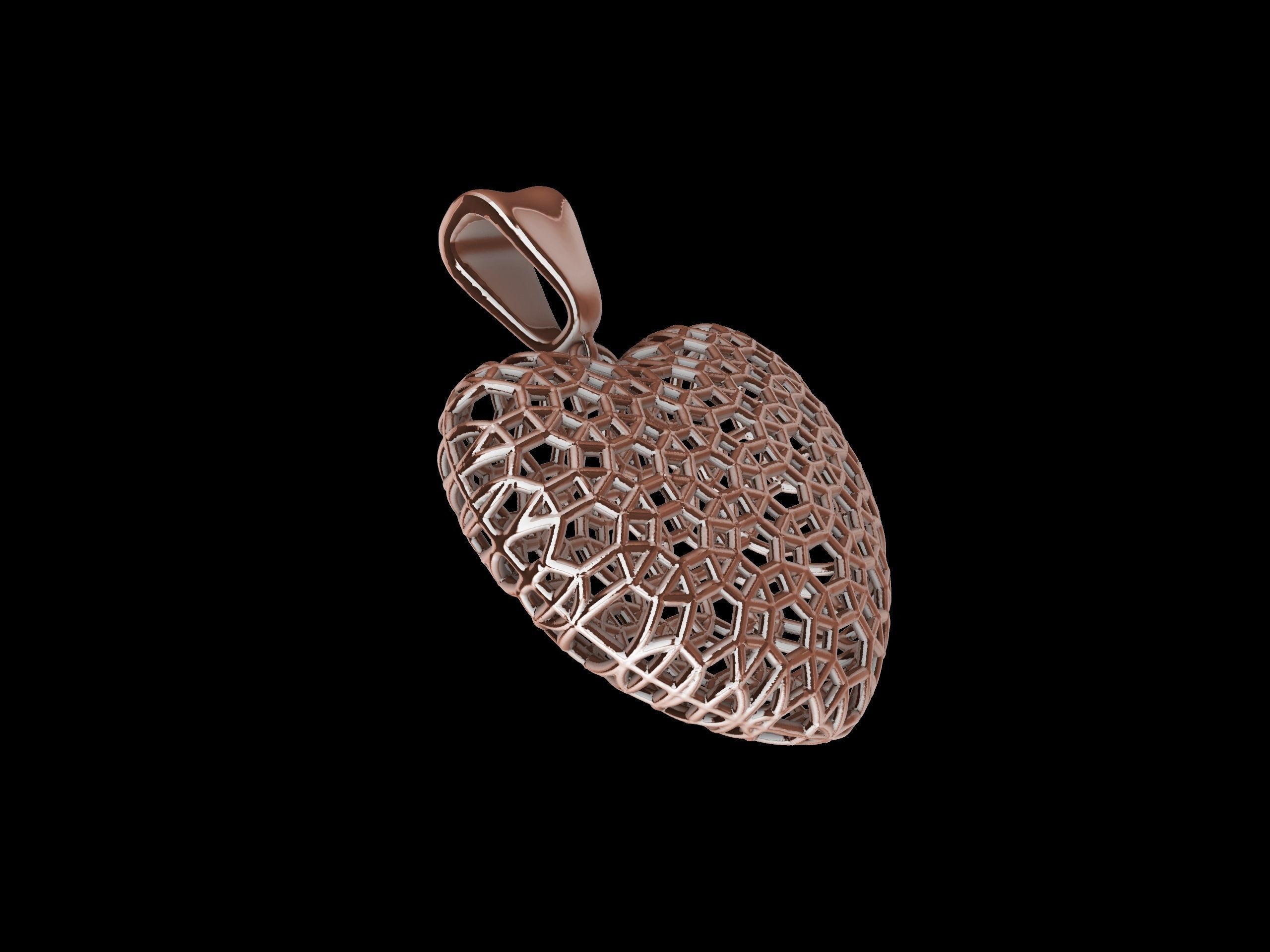 Lace Patterned Heart Pendant 3D print model_7
