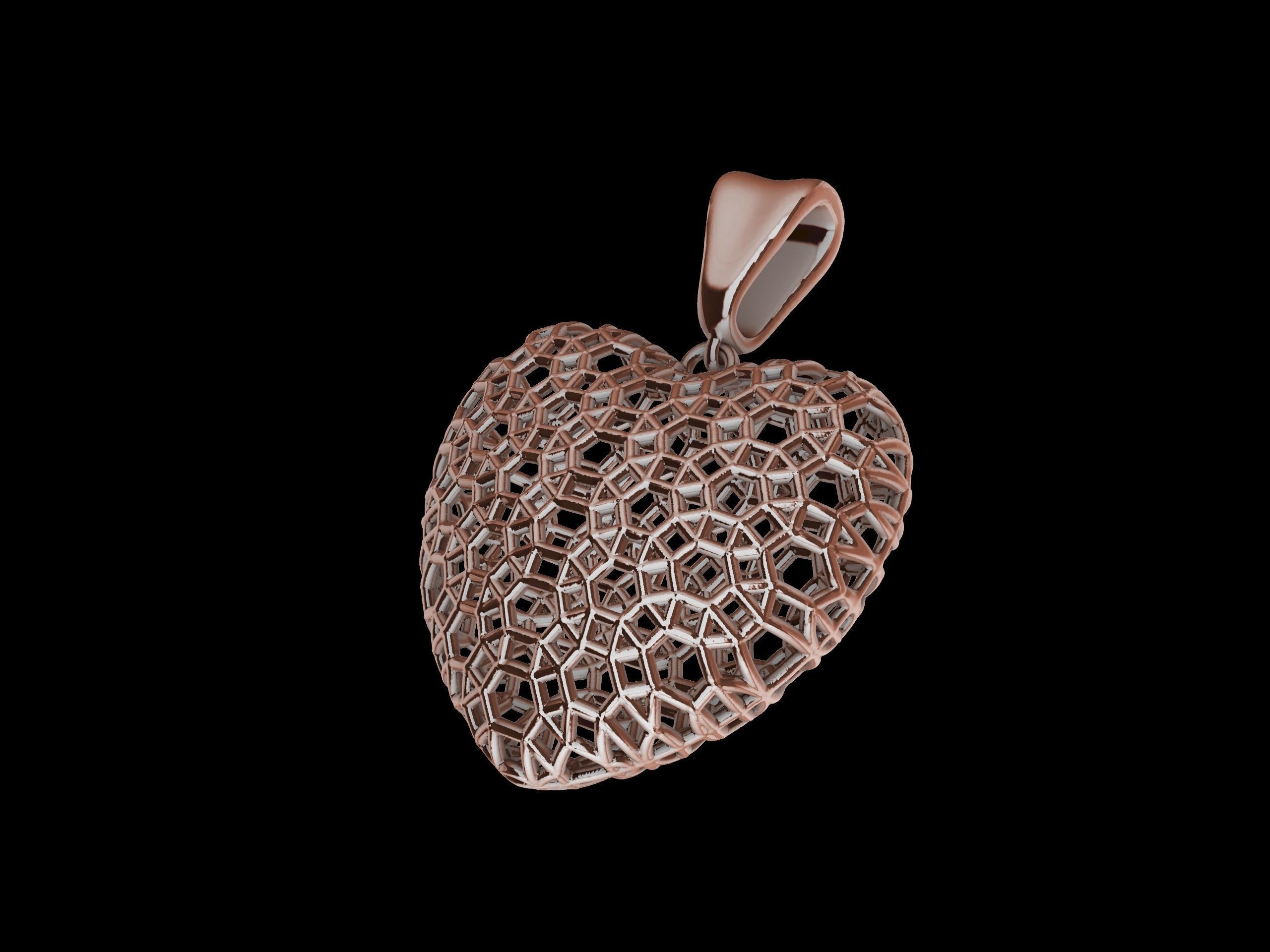 Lace Patterned Heart Pendant 3D print model_8