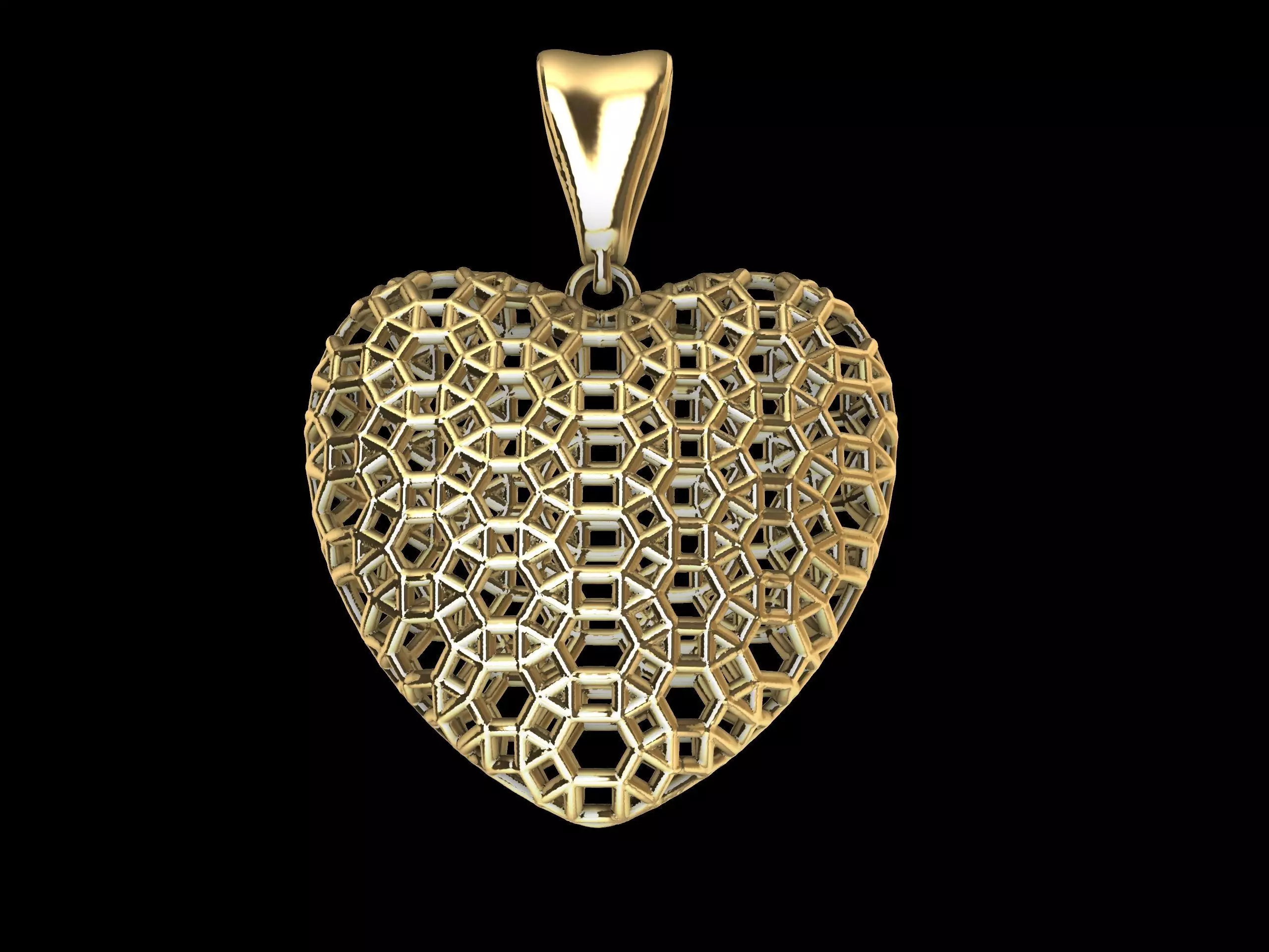 Lace Patterned Heart Pendant 3D print model_0