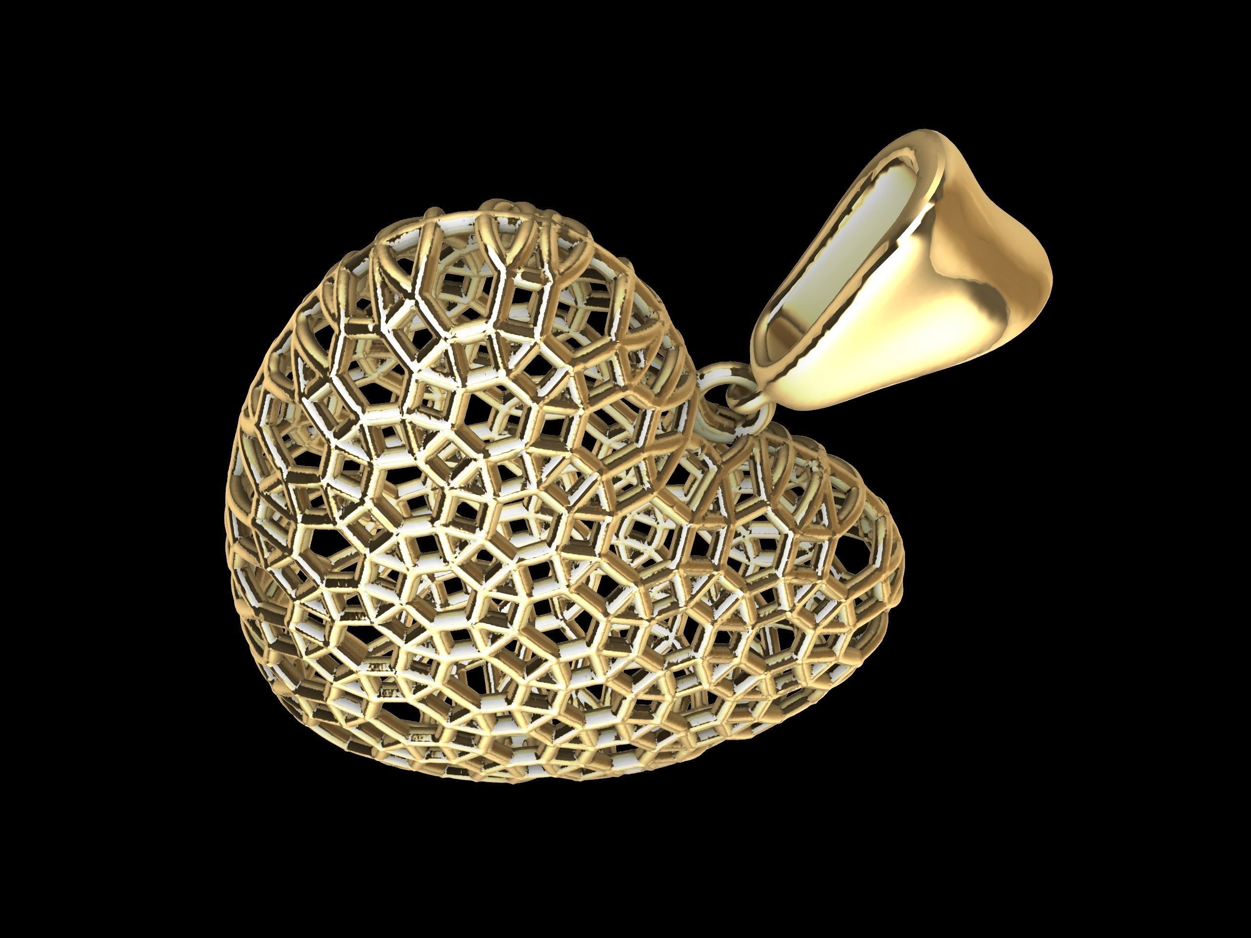Lace Patterned Heart Pendant 3D print model_2