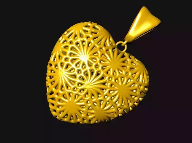 Flower Heart Pendant 3D print model