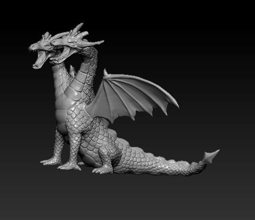 Two Headed dragon 3D model_5