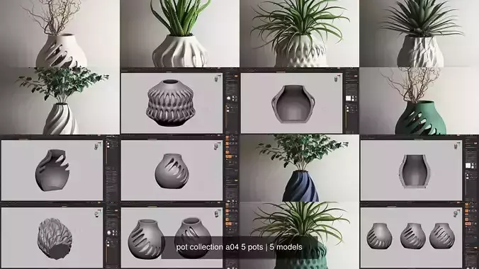 pot collection a04 5 pots 