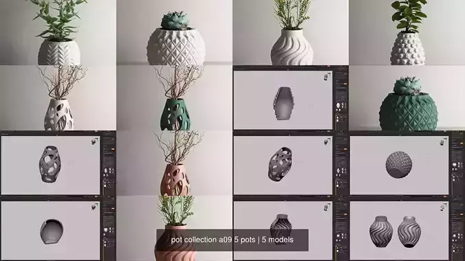 pot collection a09 5 pots 