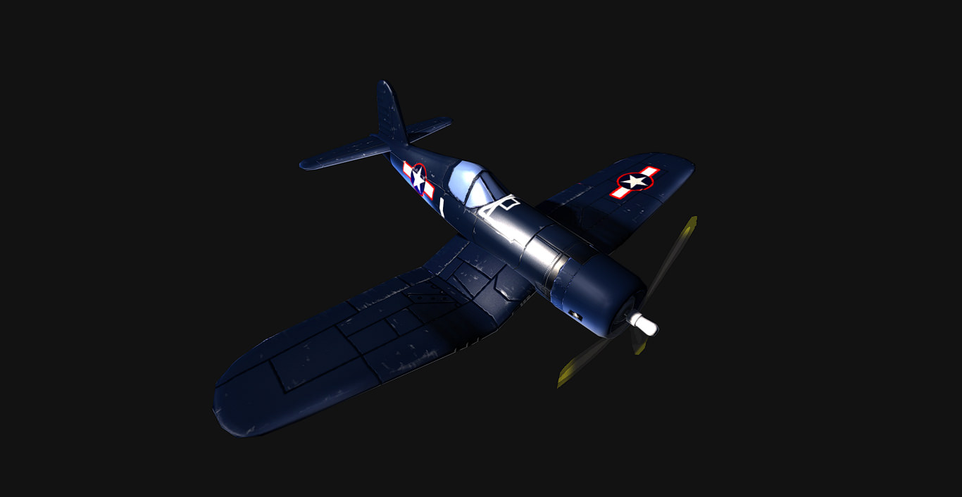 Low-poly F4U fighter plane flying Free low-poly 3D model_1