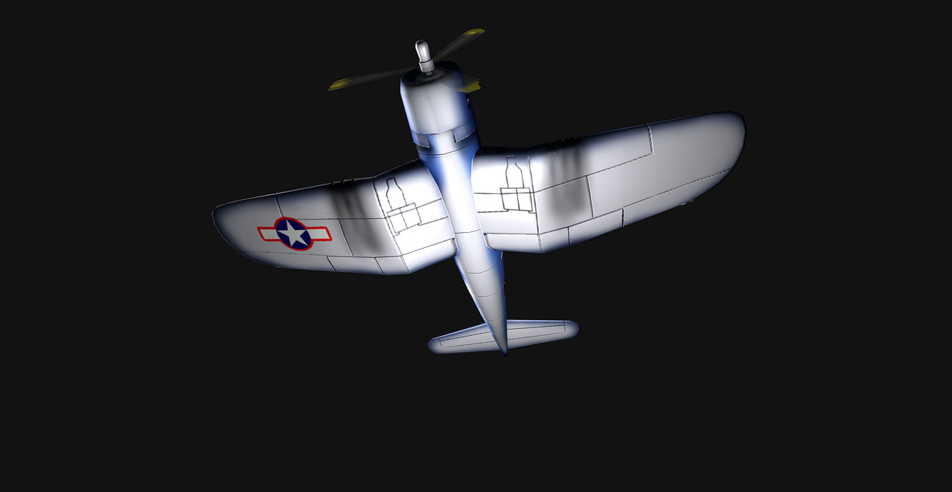 Low-poly F4U fighter plane flying Free low-poly 3D model_3