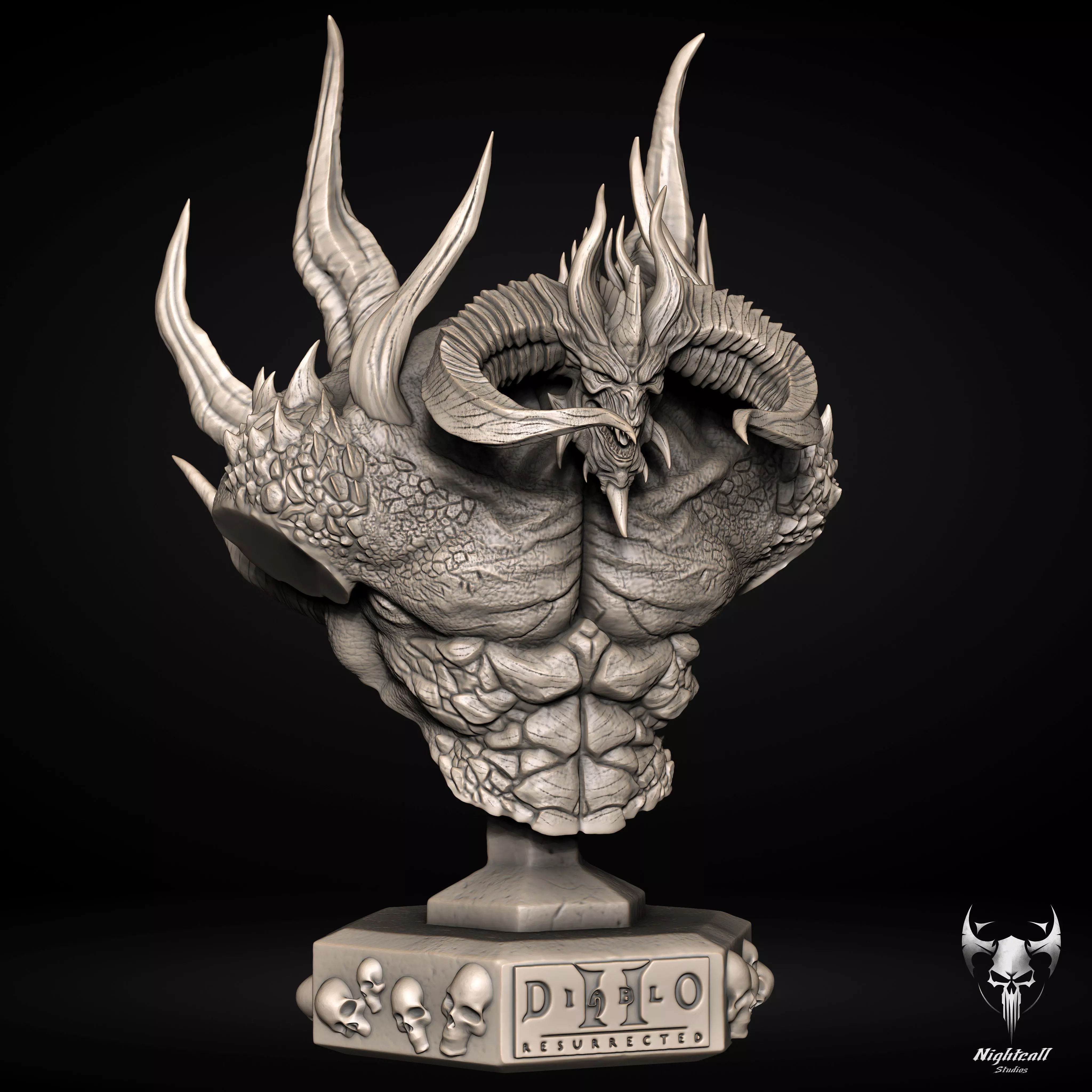 Diablo Bust from Diablo 2 Resurected 3D Print Model 3D print model_1