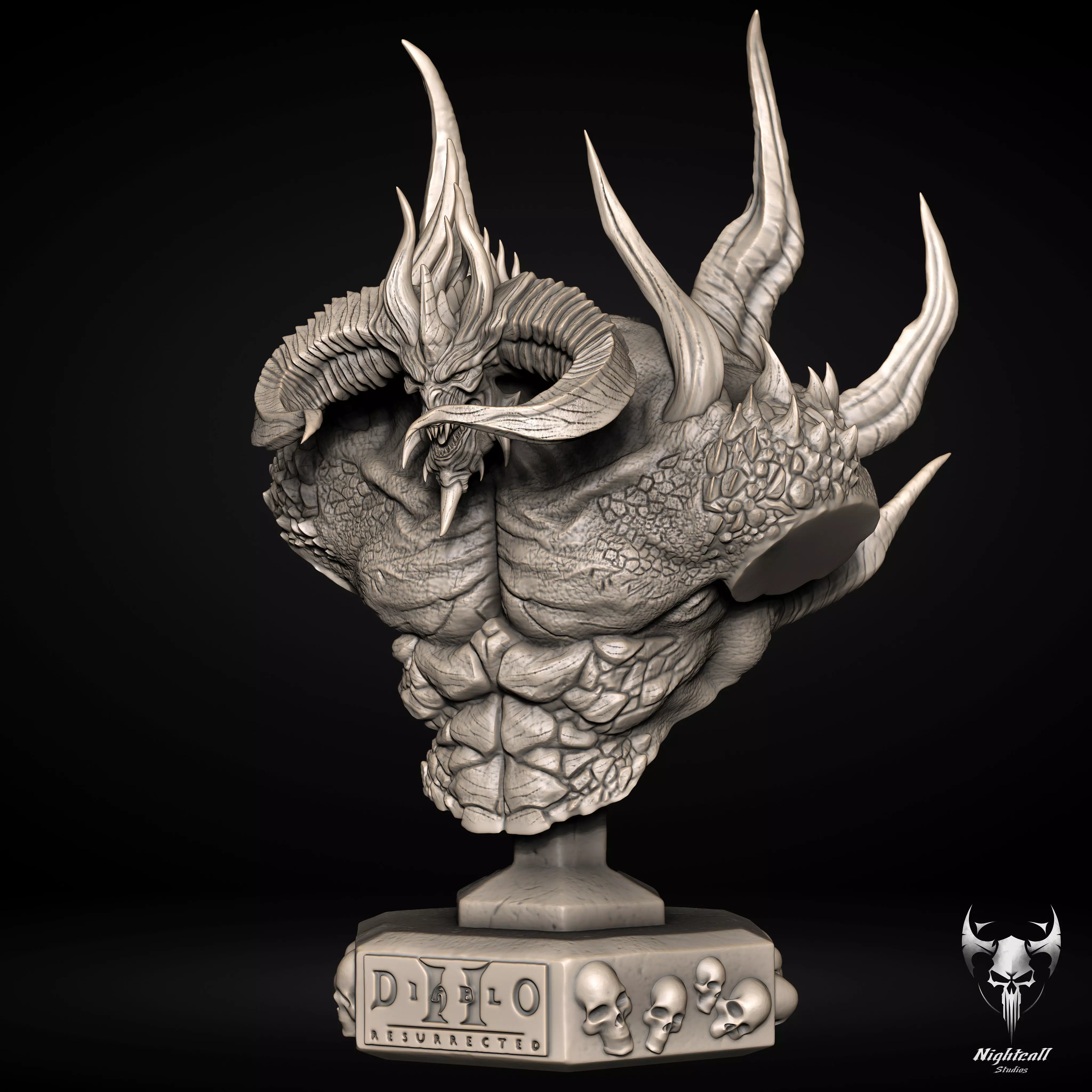 Diablo Bust from Diablo 2 Resurected 3D Print Model 3D print model_2