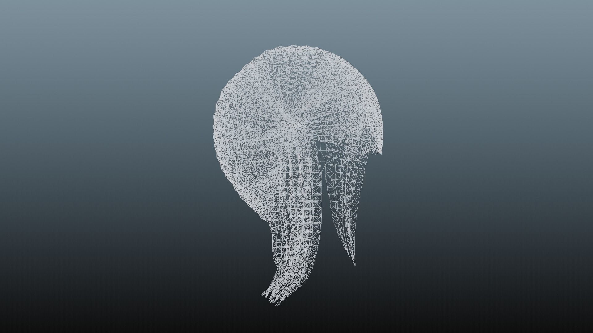 Female hair 4 color Low-poly 3D model_15