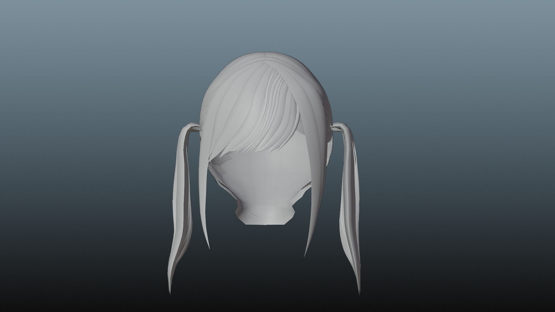 Female hair 4 color Low-poly 3D model_8
