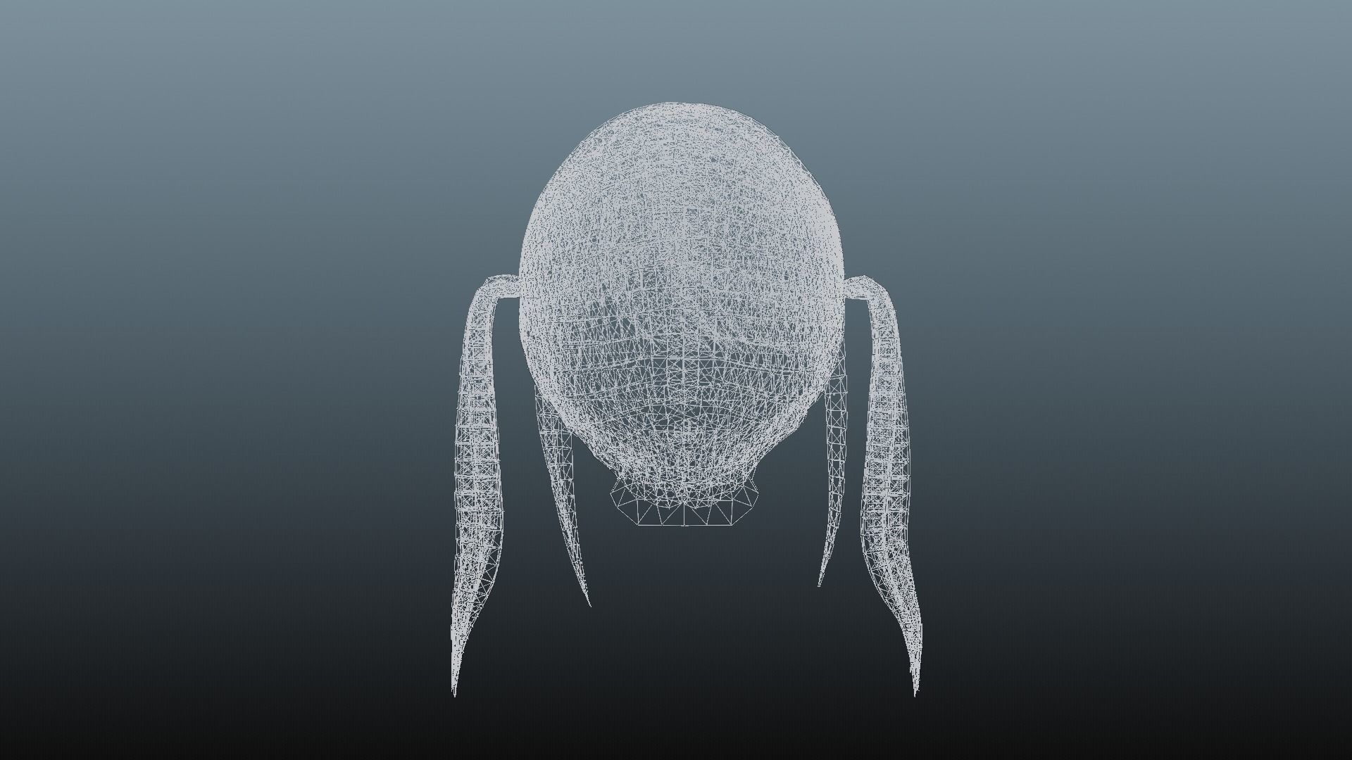 Female hair 4 color Low-poly 3D model_32