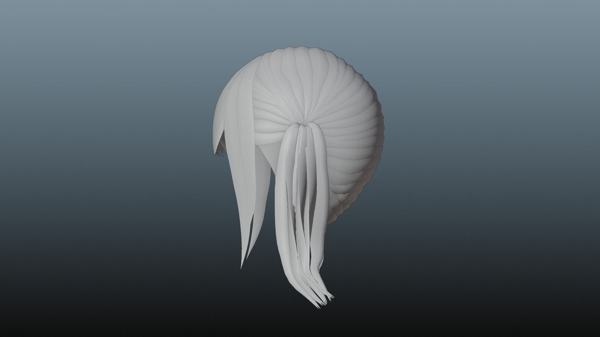 Female hair 4 color Low-poly 3D model_10