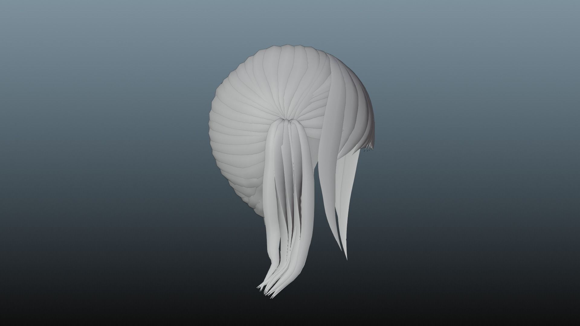 Female hair 4 color Low-poly 3D model_30