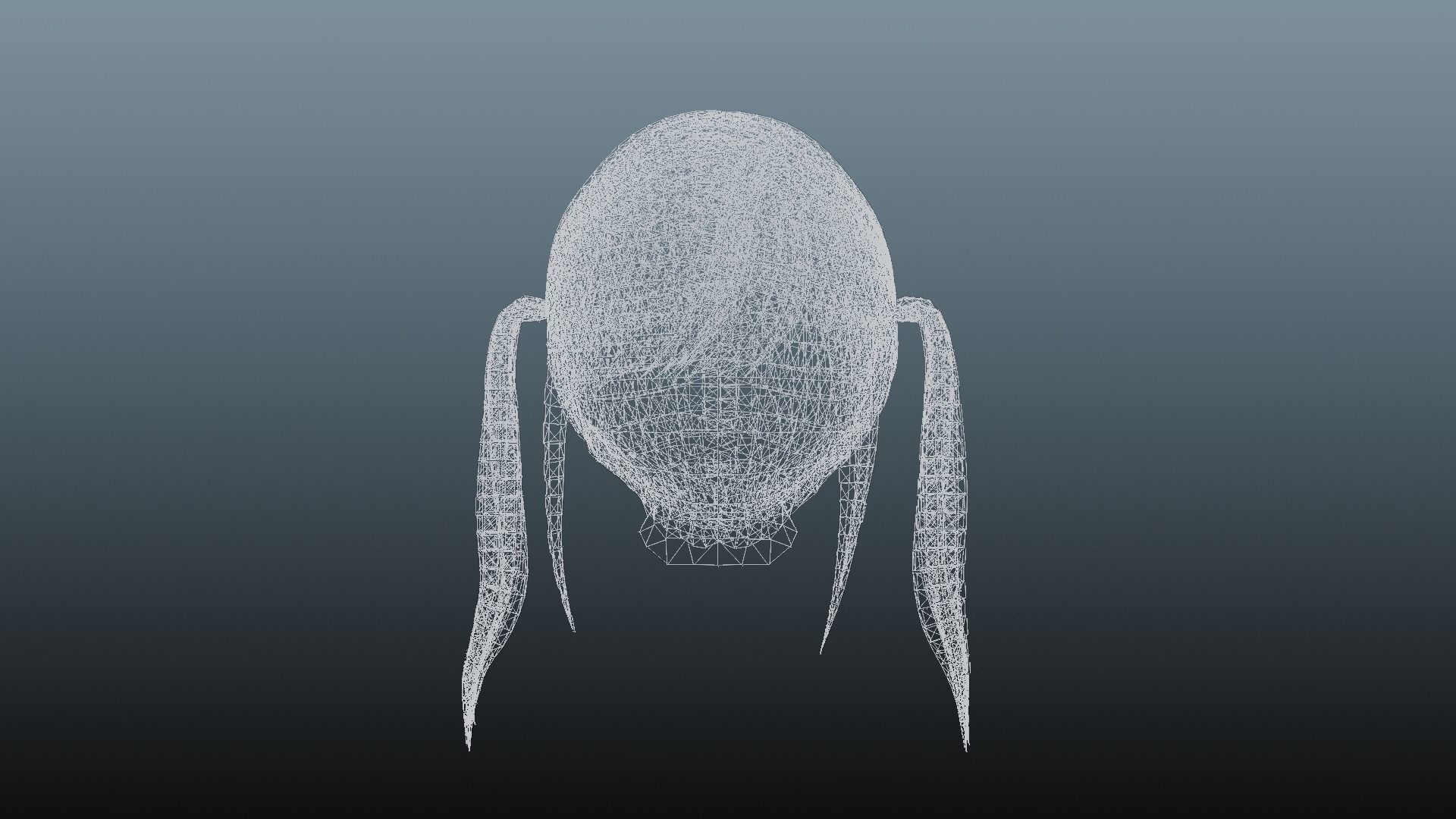 Female hair 4 color Low-poly 3D model_12