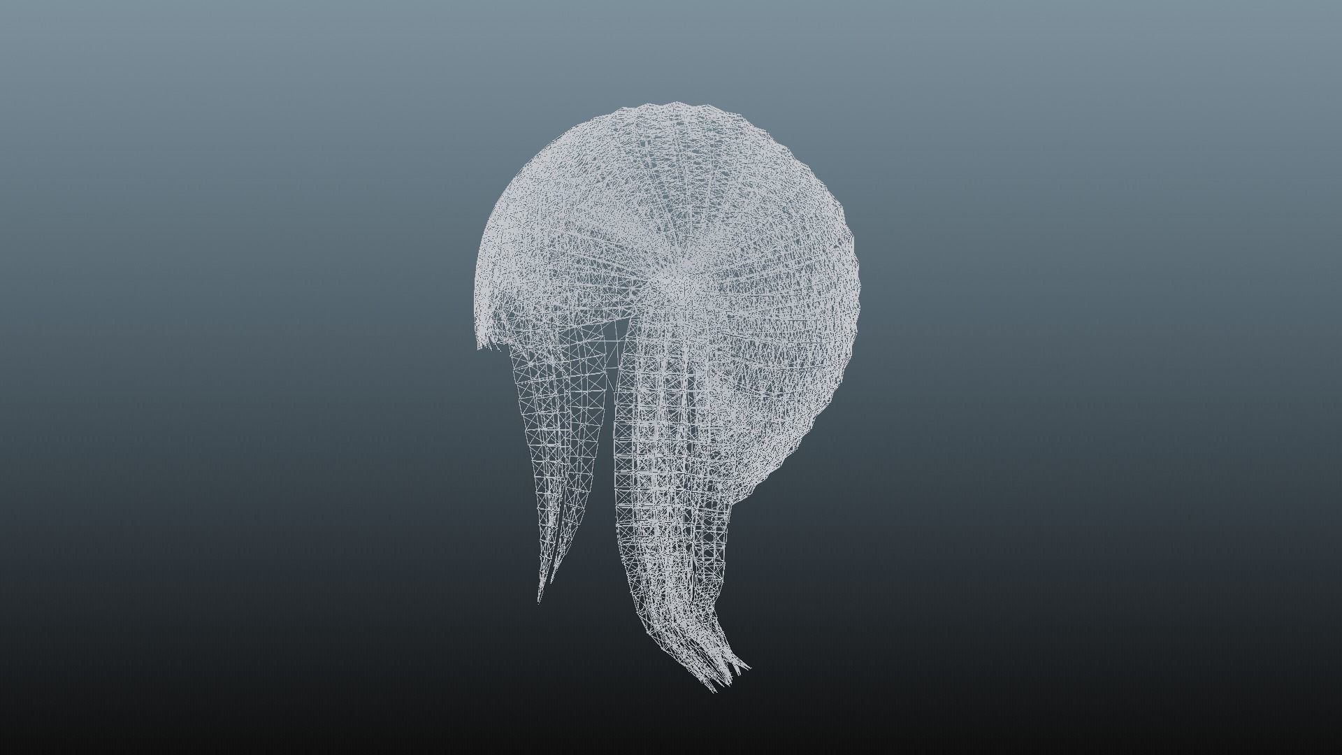 Female hair 4 color Low-poly 3D model_14