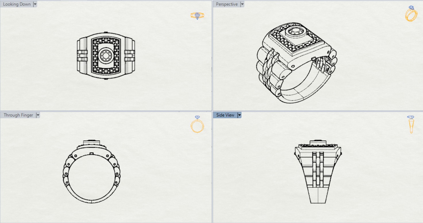 Two-tone gold man stl rolex ring  diamond design model ror0018 3D print model_15
