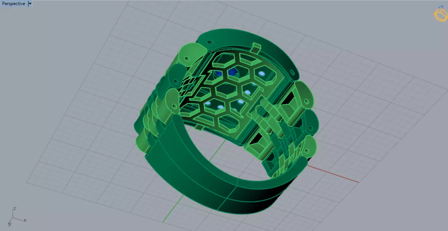 Two-tone gold man stl rolex ring  diamond design model ror0018 3D print model_17