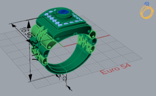 Two-tone gold man stl rolex ring  diamond design model ror0018 3D print model_10