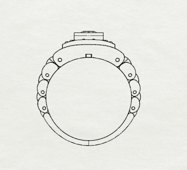 Two-tone gold man stl rolex ring  diamond design model ror0018 3D print model_13