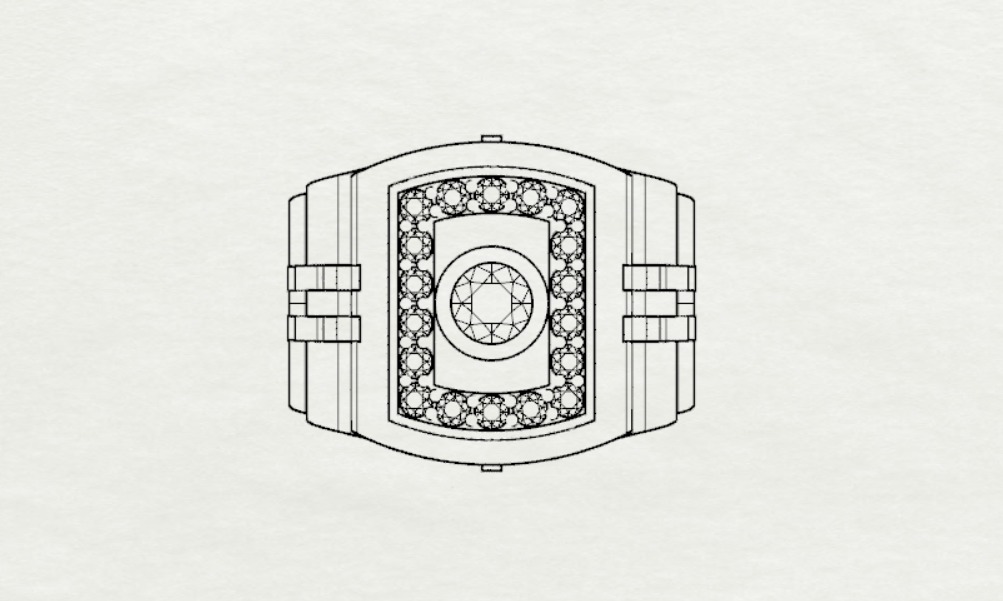 Two-tone gold man stl rolex ring  diamond design model ror0018 3D print model_12