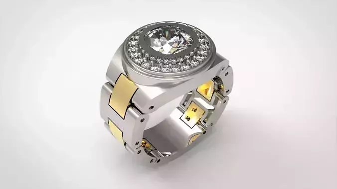 Luxury man Rolex design diamond ring model ror0002 3D print model