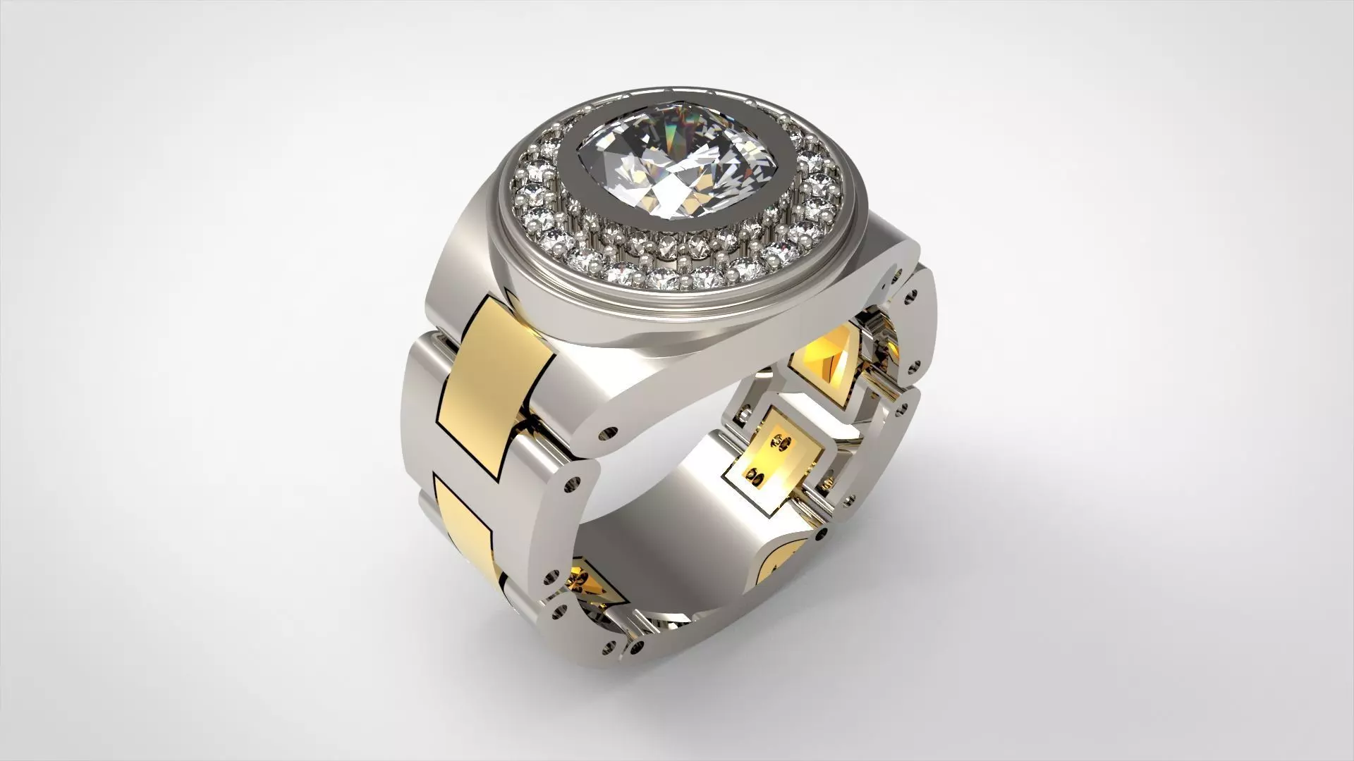 Luxury man Rolex design diamond ring model ror0002 3D print model_0