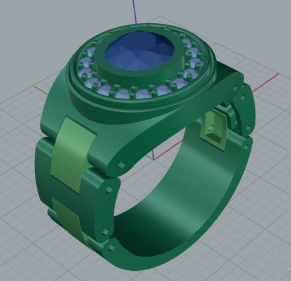 Luxury man Rolex design diamond ring model ror0002 3D print model_4