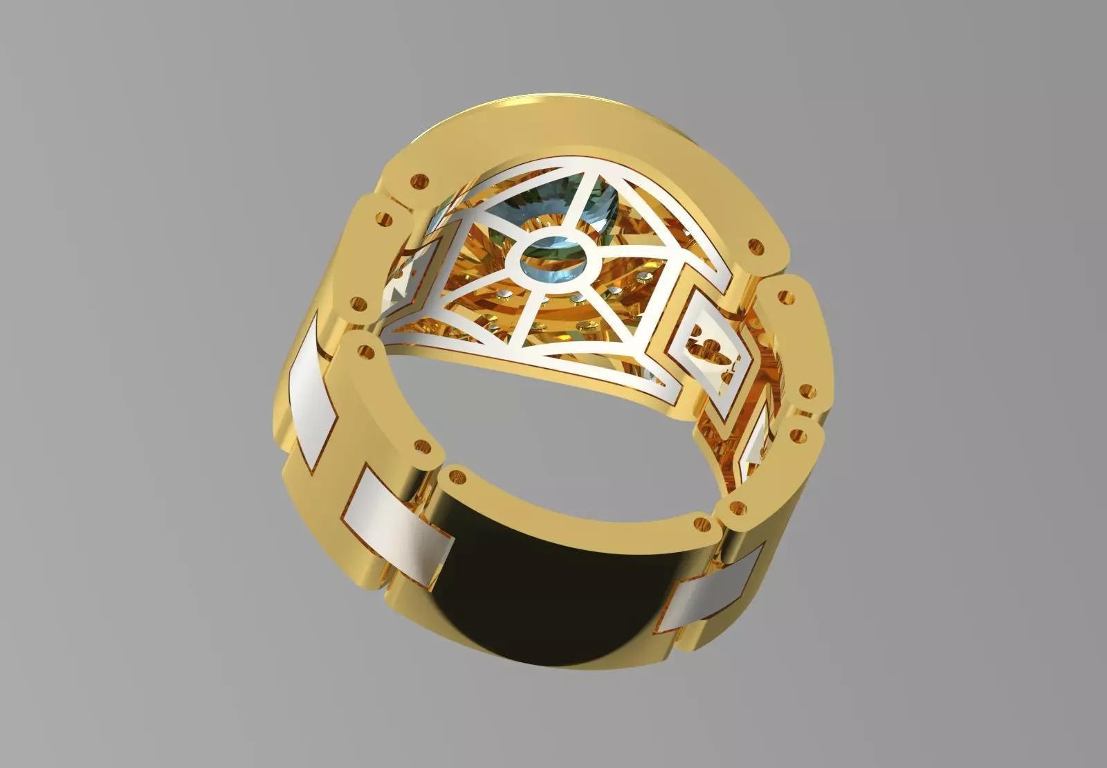 Luxury man Rolex design diamond ring model ror0002 3D print model_23