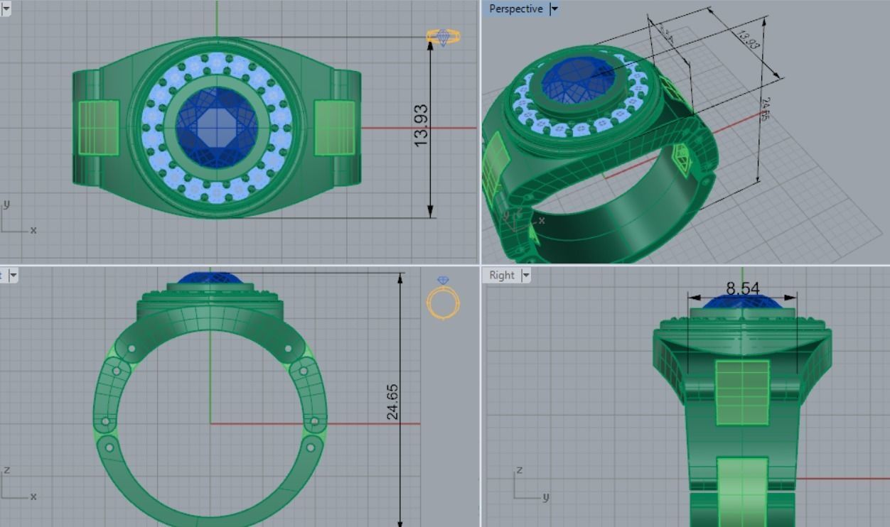 Luxury man Rolex design diamond ring model ror0002 3D print model_6
